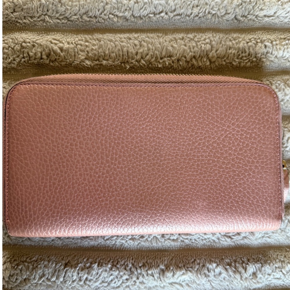 Gucci‎ Interlocking G Zip Around Long Wallet Pink Pebbled Leather 449347 in Box - Picture 6 of 12